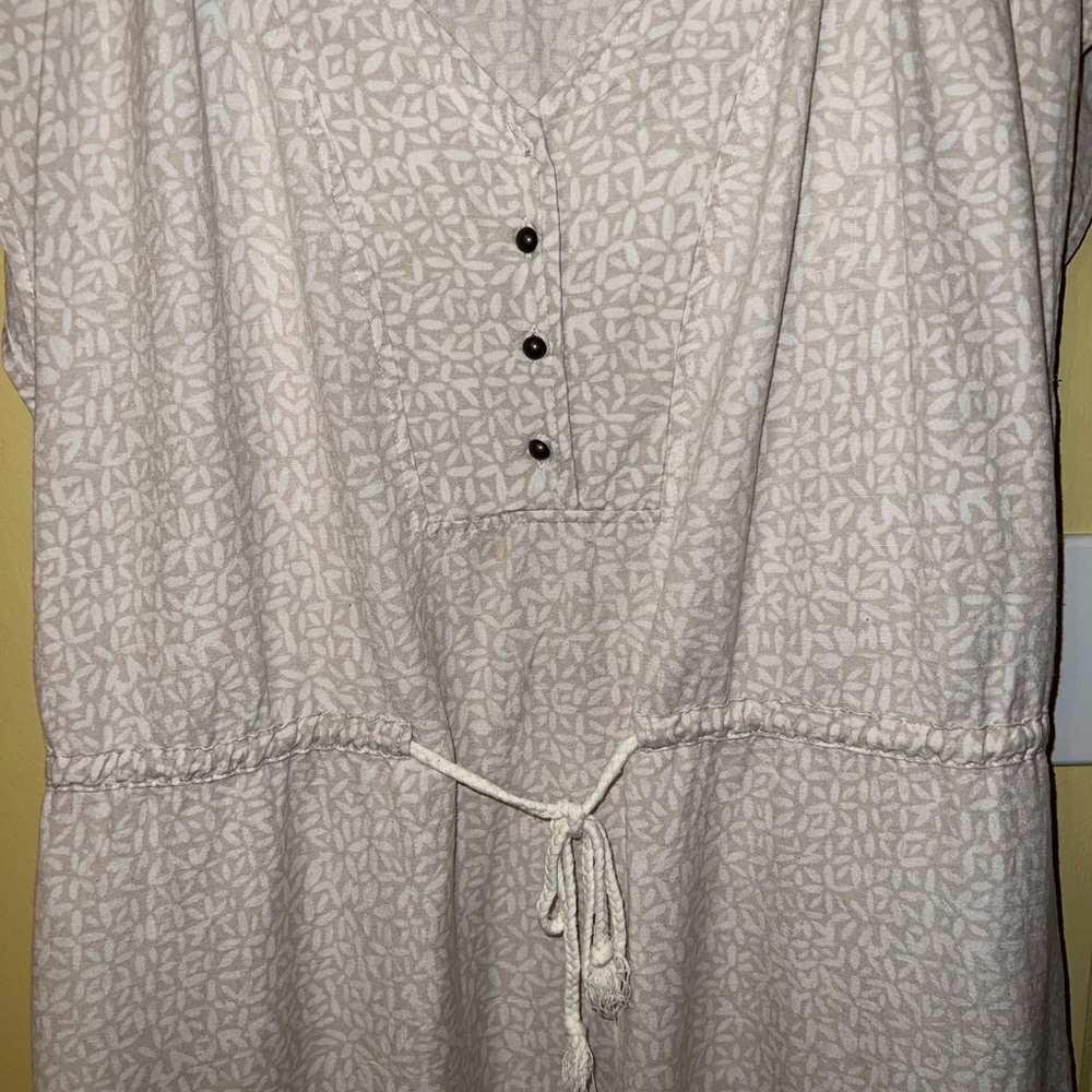 Merona Cream Linen Blend Casual Front Tie Short Sleeve Midi Dress Size 18 - Picture 8 of 14